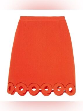 Carven Bright Orange Cutout Hem Mini Skirt